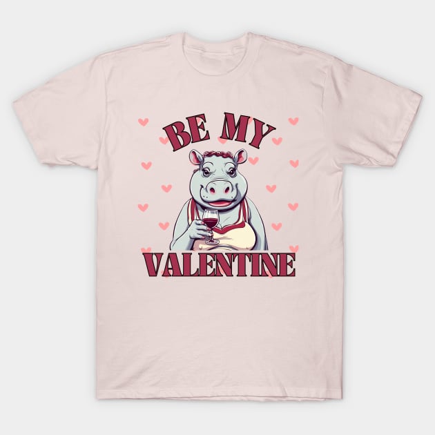 Be My Valentine Cute Hippo Lady T-Shirt by stressless